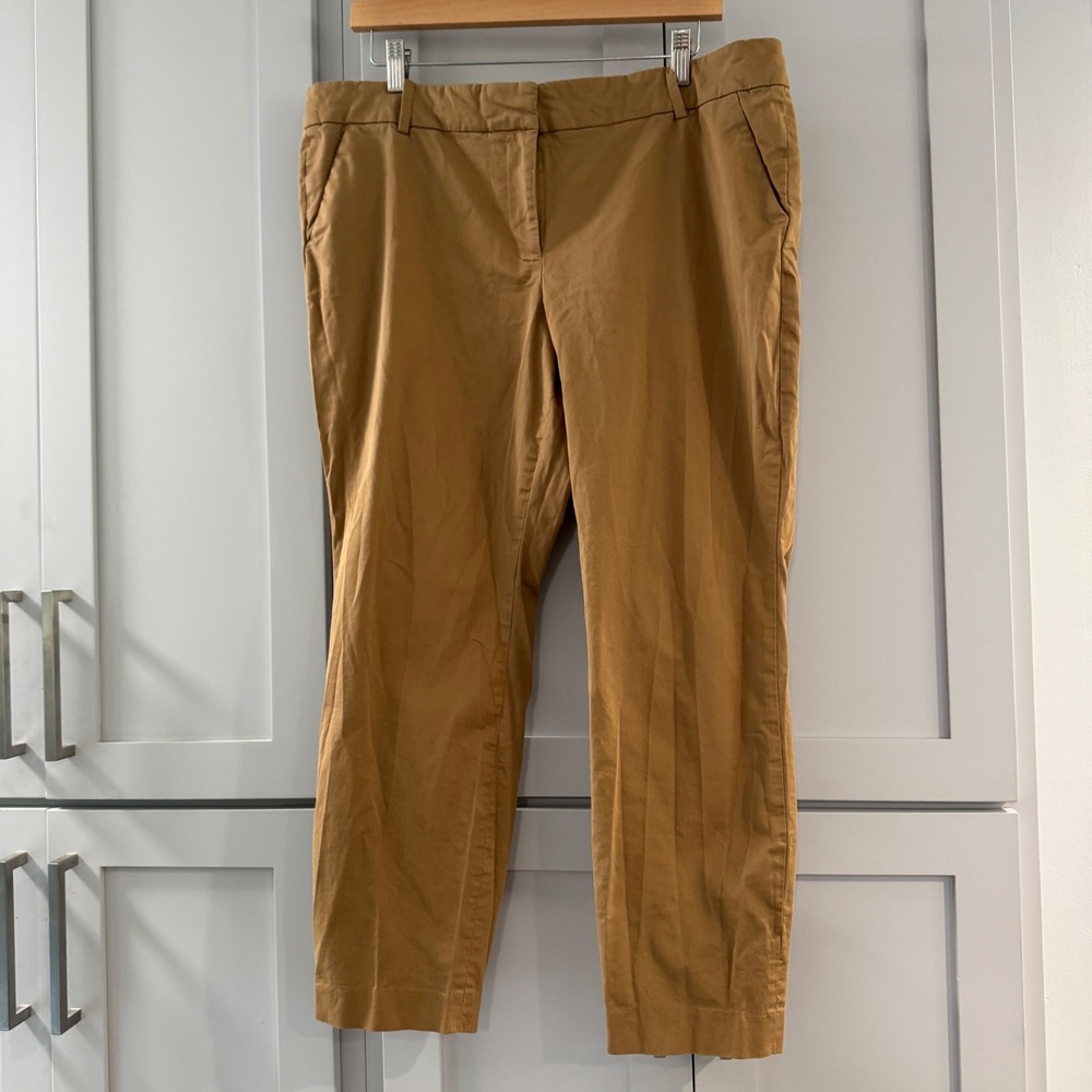 J. Crew Womens Cafe Capri Pants Size‎ 16 Crop Chino Khaki Comfort Stretch